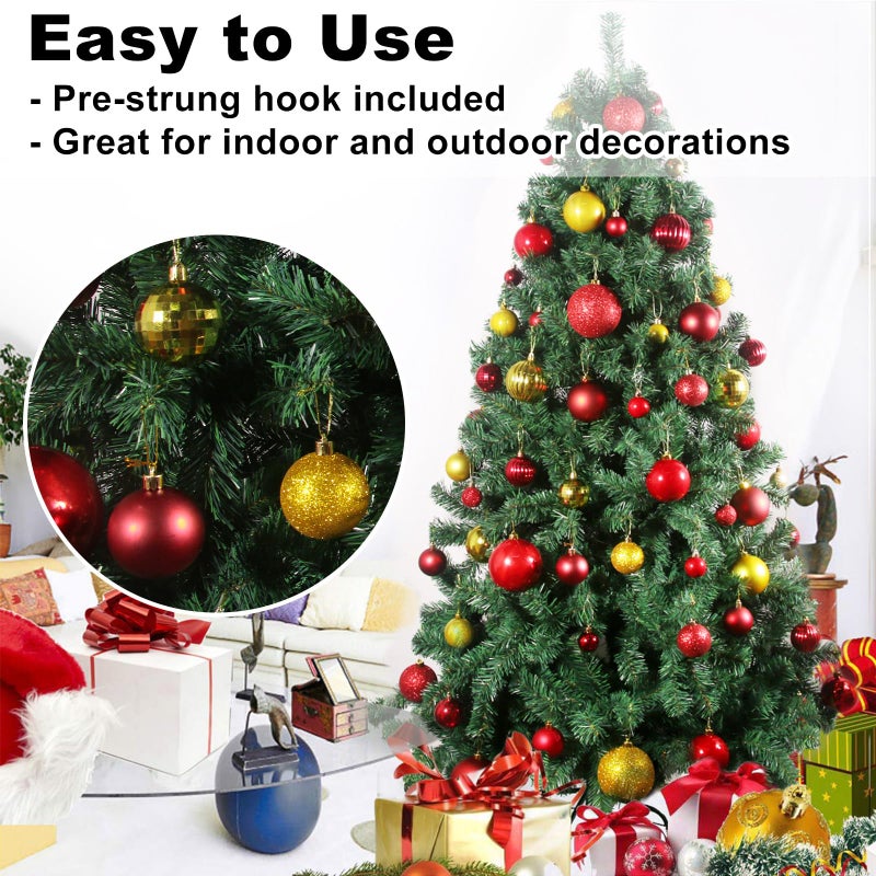 GameXcel Red & Gold 2.5" Christmas Balls Christmas Tree Decoration Ornaments Shatterproof Hanging Balls for Birthday Halloween Holiday Wedding Decorations Set of 24pcs - Image 5